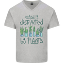 Easily Distracted by Plants Botanist Funny Mens V-Neck Cotton T-Shirt Sports Grey