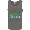 Easily Distracted by Plants Botanist Funny Mens Vest Tank Top Charcoal