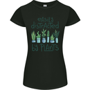 Easily Distracted by Plants Botanist Funny Womens Petite Cut T-Shirt Black