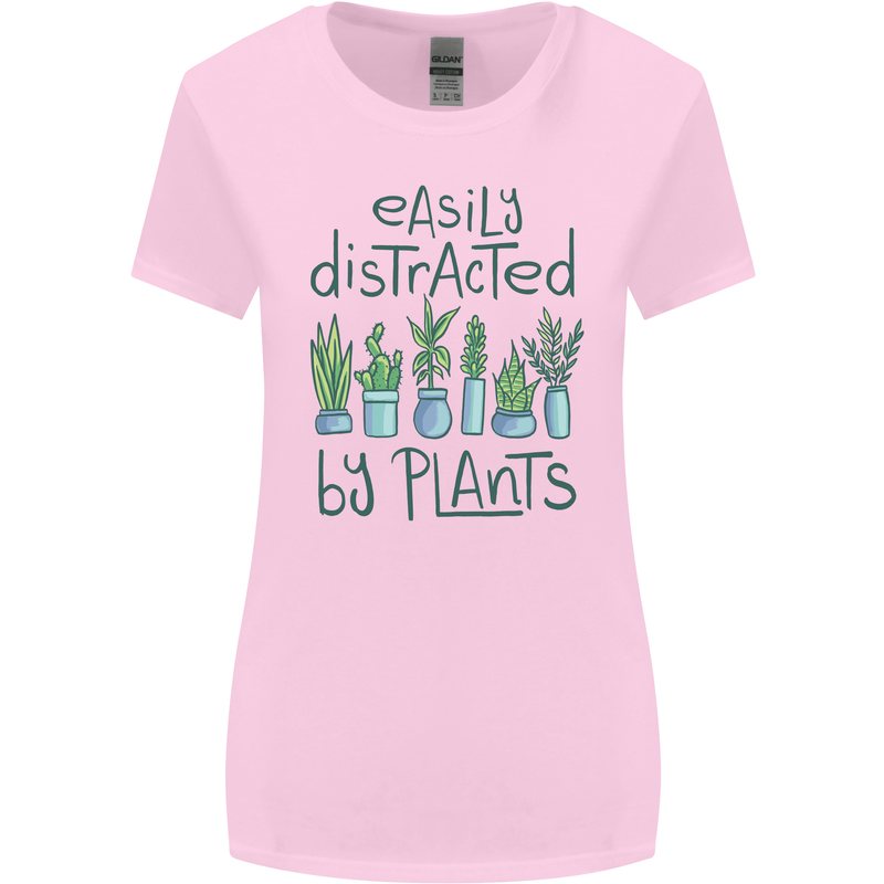 Easily Distracted by Plants Botanist Funny Womens Wider Cut T-Shirt Light Pink