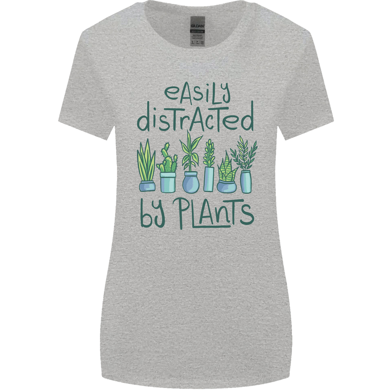 Easily Distracted by Plants Botanist Funny Womens Wider Cut T-Shirt Sports Grey