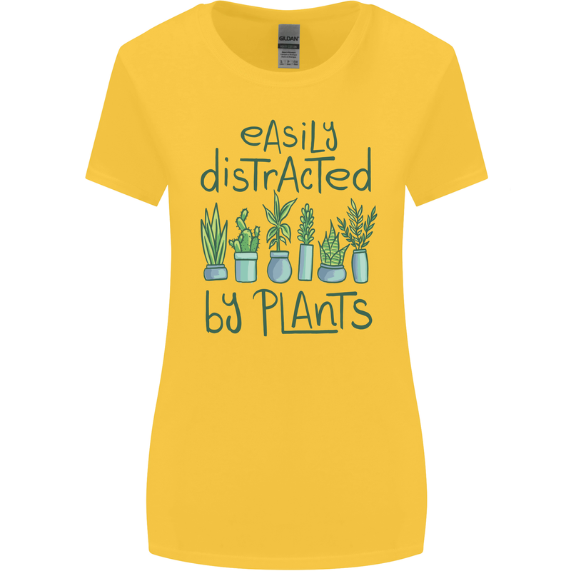 Easily Distracted by Plants Botanist Funny Womens Wider Cut T-Shirt Yellow