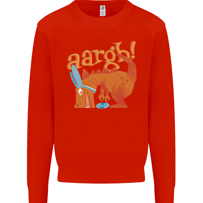 Easter Egg T-Rex as a Bunny Dinosaur Funny Kids Sweatshirt Jumper Bright Red