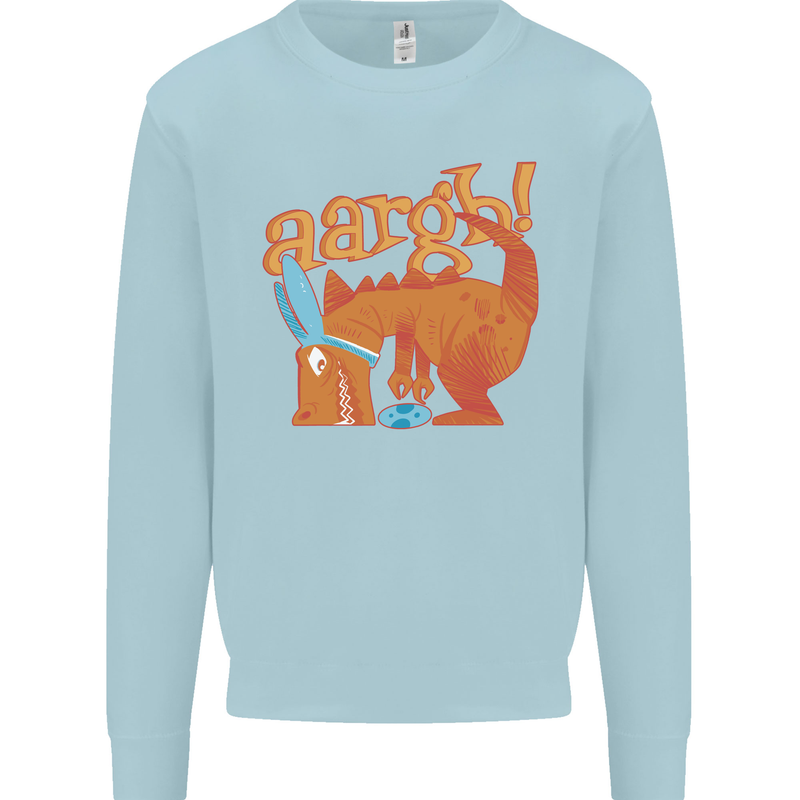 Easter Egg T-Rex as a Bunny Dinosaur Funny Kids Sweatshirt Jumper Light Blue