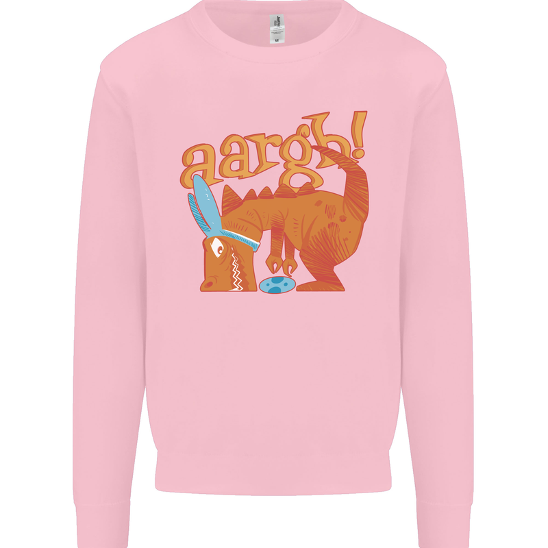 Easter Egg T-Rex as a Bunny Dinosaur Funny Kids Sweatshirt Jumper Light Pink