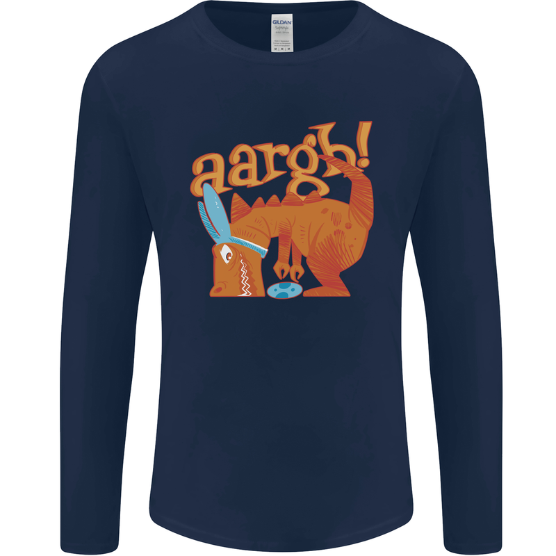 Easter Egg T-Rex as a Bunny Dinosaur Funny Mens Long Sleeve T-Shirt Navy Blue