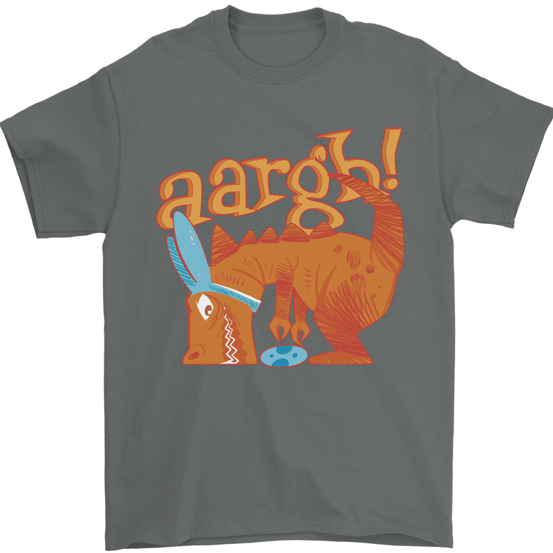 Easter Egg T-Rex as a Bunny Dinosaur Funny Mens T-Shirt Cotton Gildan Charcoal
