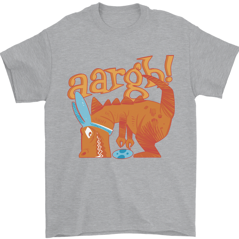 Easter Egg T-Rex as a Bunny Dinosaur Funny Mens T-Shirt Cotton Gildan Sports Grey