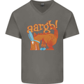 Easter Egg T-Rex as a Bunny Dinosaur Funny Mens V-Neck Cotton T-Shirt Charcoal