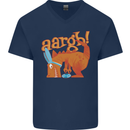 Easter Egg T-Rex as a Bunny Dinosaur Funny Mens V-Neck Cotton T-Shirt Navy Blue