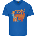 Easter Egg T-Rex as a Bunny Dinosaur Funny Mens V-Neck Cotton T-Shirt Royal Blue