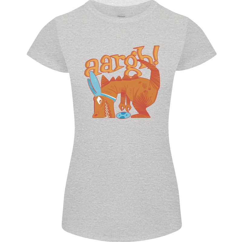 Easter Egg T-Rex as a Bunny Dinosaur Funny Womens Petite Cut T-Shirt Sports Grey