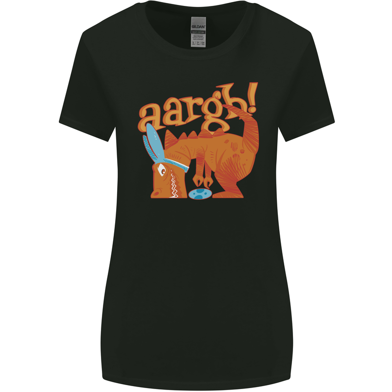 Easter Egg T-Rex as a Bunny Dinosaur Funny Womens Wider Cut T-Shirt Black