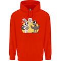 Easter Funny Chicken Eggs & Rabbit Childrens Kids Hoodie Bright Red