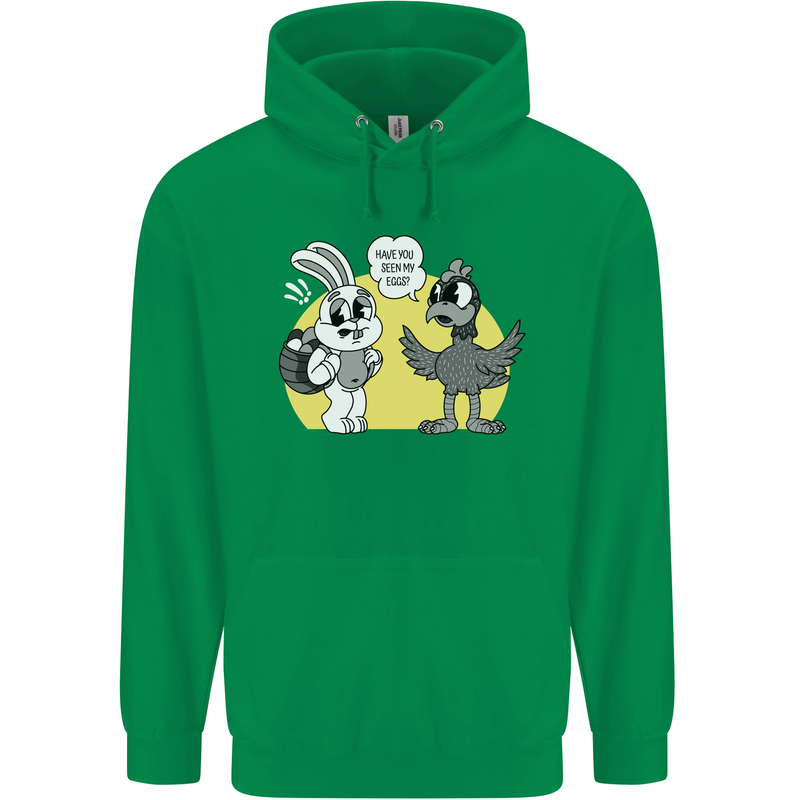 Easter Funny Chicken Eggs & Rabbit Childrens Kids Hoodie Irish Green