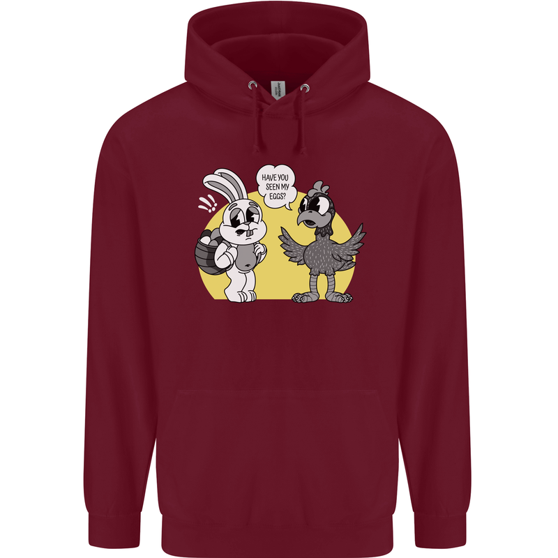 Easter Funny Chicken Eggs & Rabbit Childrens Kids Hoodie Maroon