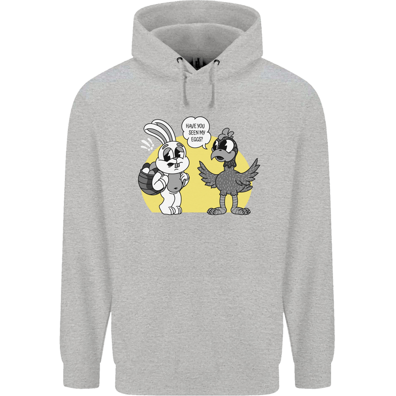 Easter Funny Chicken Eggs & Rabbit Childrens Kids Hoodie Sports Grey