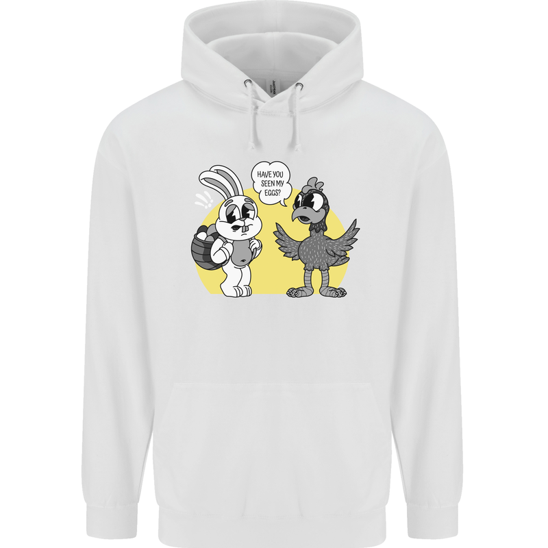 Easter Funny Chicken Eggs & Rabbit Childrens Kids Hoodie White