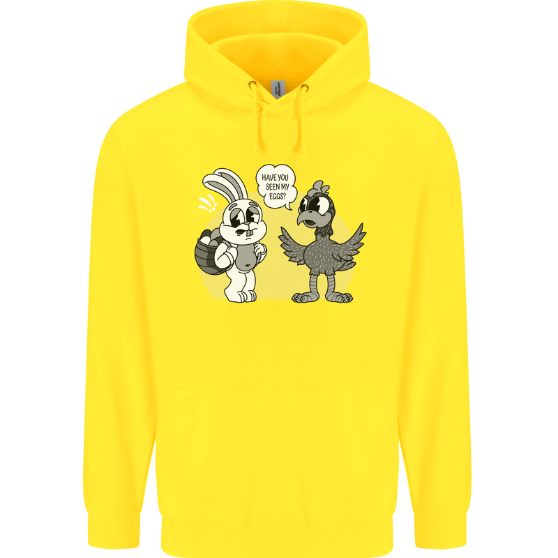 Easter Funny Chicken Eggs & Rabbit Childrens Kids Hoodie Yellow