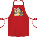 Easter Funny Chicken Eggs & Rabbit Cotton Apron 100% Organic Red