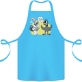 Easter Funny Chicken Eggs & Rabbit Cotton Apron 100% Organic Turquoise