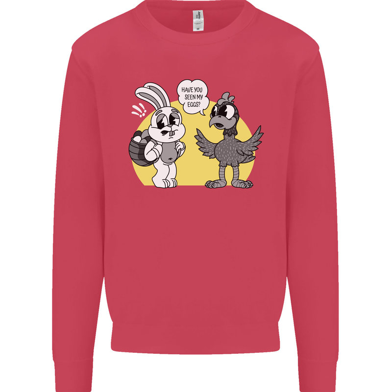 Easter Funny Chicken Eggs & Rabbit Kids Sweatshirt Jumper Heliconia