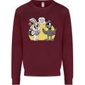 Easter Funny Chicken Eggs & Rabbit Kids Sweatshirt Jumper Maroon