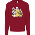 Easter Funny Chicken Eggs & Rabbit Kids Sweatshirt Jumper Red