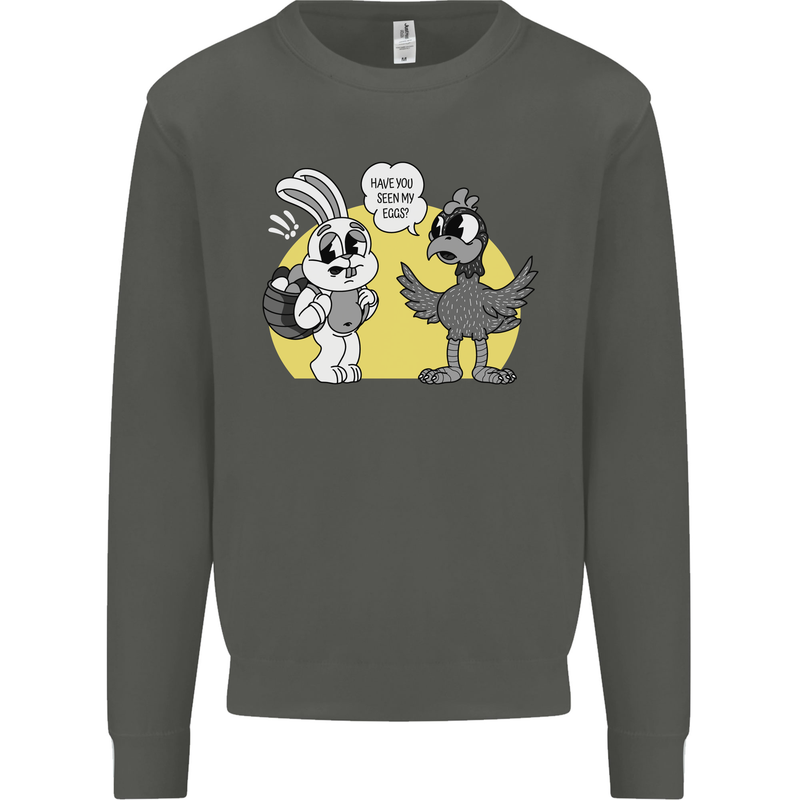 Easter Funny Chicken Eggs & Rabbit Kids Sweatshirt Jumper Storm Grey