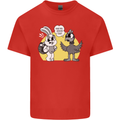 Easter Funny Chicken Eggs & Rabbit Kids T-Shirt Childrens Red