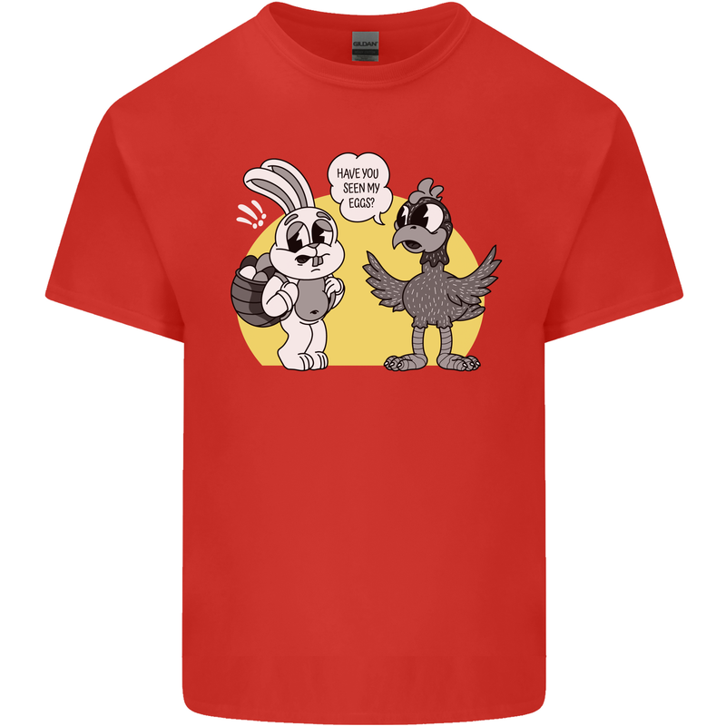 Easter Funny Chicken Eggs & Rabbit Kids T-Shirt Childrens Red