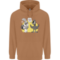 Easter Funny Chicken Eggs & Rabbit Mens 80% Cotton Hoodie Caramel Latte