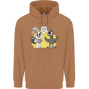 Easter Funny Chicken Eggs & Rabbit Mens 80% Cotton Hoodie Caramel Latte
