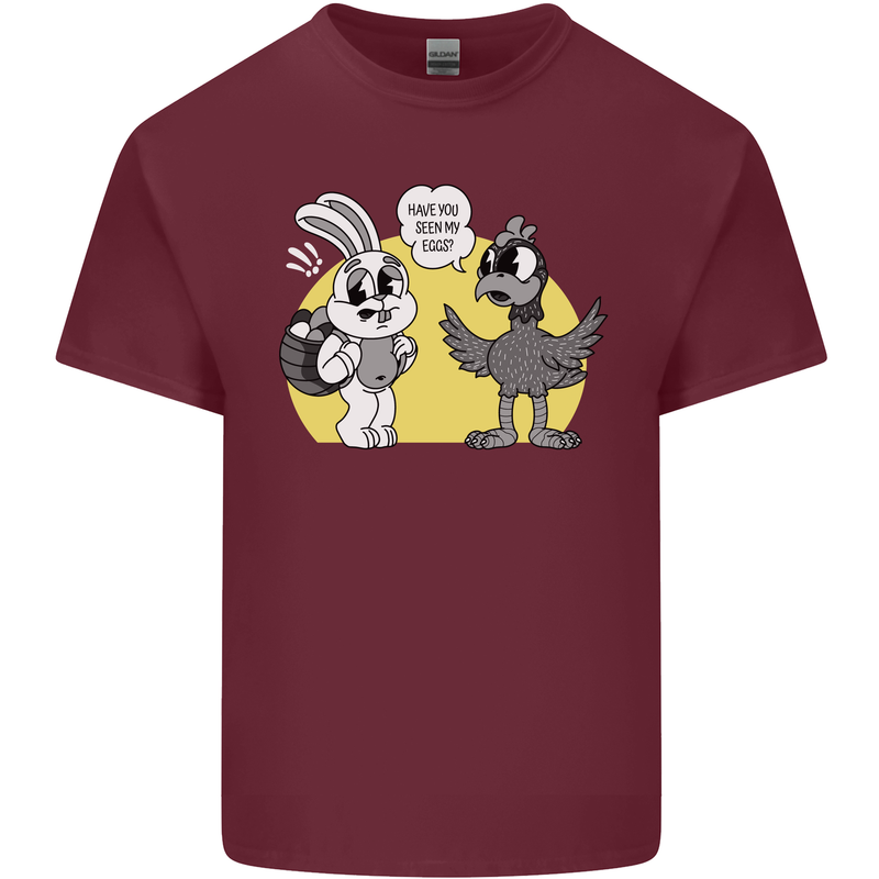 Easter Funny Chicken Eggs & Rabbit Mens Cotton T-Shirt Tee Top Maroon