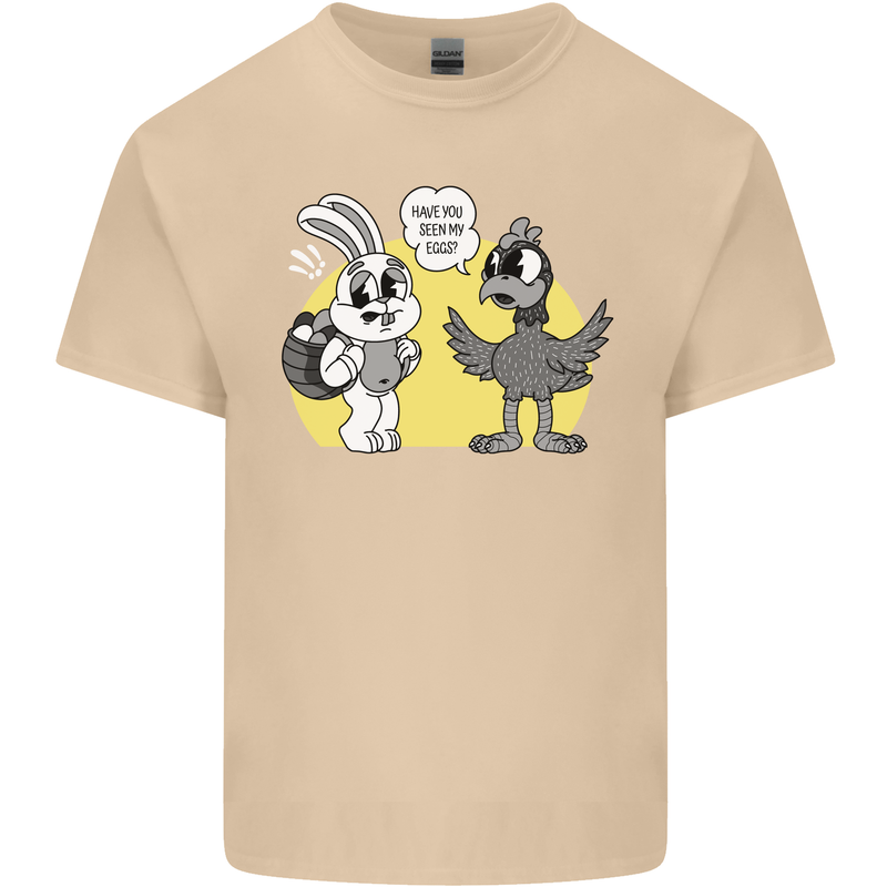 Easter Funny Chicken Eggs & Rabbit Mens Cotton T-Shirt Tee Top Sand