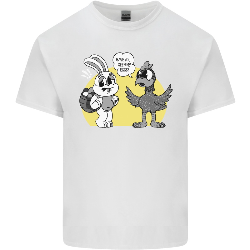 Easter Funny Chicken Eggs & Rabbit Mens Cotton T-Shirt Tee Top White