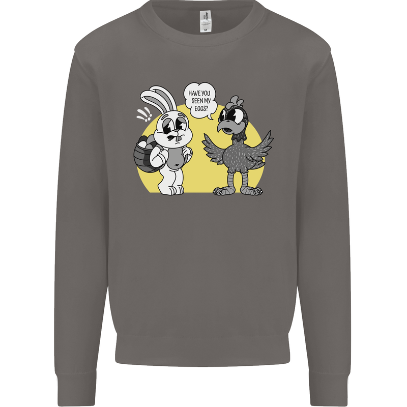 Easter Funny Chicken Eggs & Rabbit Mens Sweatshirt Jumper Charcoal