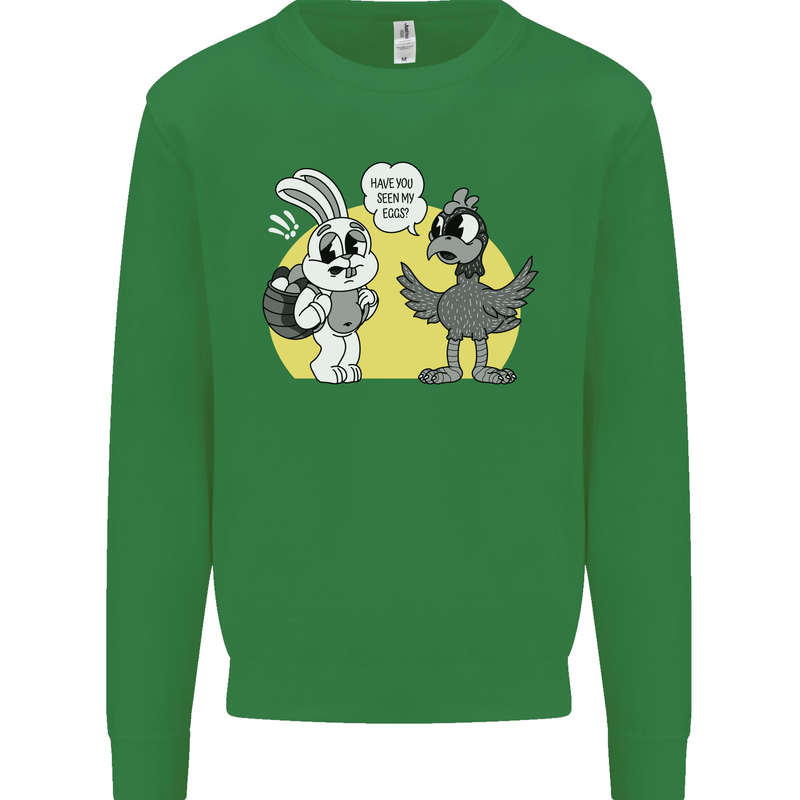 Easter Funny Chicken Eggs & Rabbit Mens Sweatshirt Jumper Irish Green