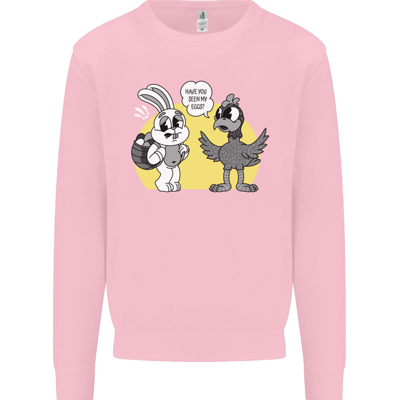Easter Funny Chicken Eggs & Rabbit Mens Sweatshirt Jumper Light Pink