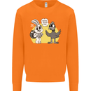 Easter Funny Chicken Eggs & Rabbit Mens Sweatshirt Jumper Orange