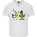 Easter Funny Chicken Eggs & Rabbit Mens V-Neck Cotton T-Shirt White