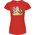 Easter Funny Chicken Eggs & Rabbit Womens Petite Cut T-Shirt Red