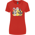 Easter Funny Chicken Eggs & Rabbit Womens Wider Cut T-Shirt Red