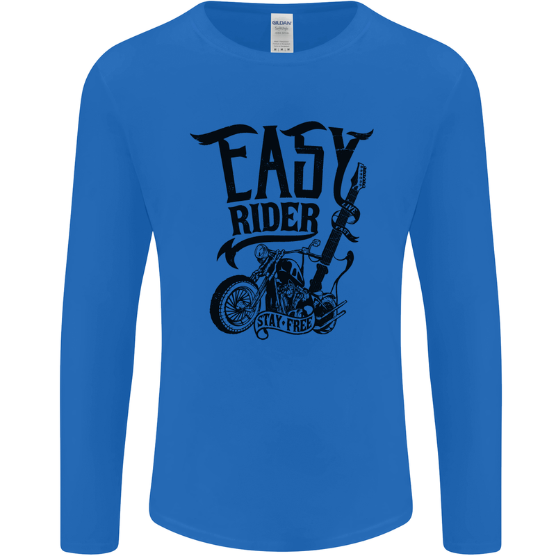 Easy Rider Motorcycle Motorbike Biker Mens Long Sleeve T-Shirt Royal Blue