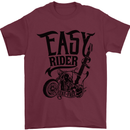 Easy Rider Motorcycle Motorbike Biker Mens T-Shirt Cotton Gildan Maroon