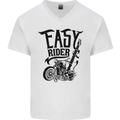 Easy Rider Motorcycle Motorbike Biker Mens V-Neck Cotton T-Shirt White