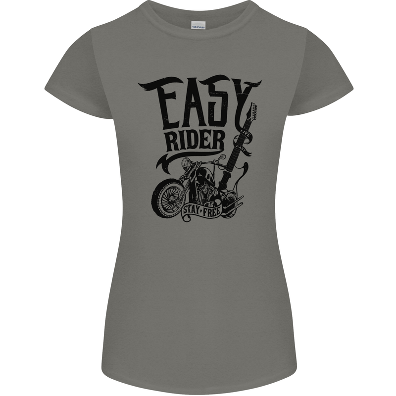 Easy Rider Motorcycle Motorbike Biker Womens Petite Cut T-Shirt Charcoal