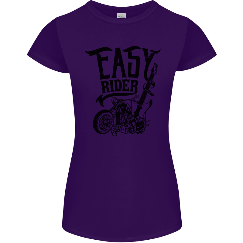 Easy Rider Motorcycle Motorbike Biker Womens Petite Cut T-Shirt Purple