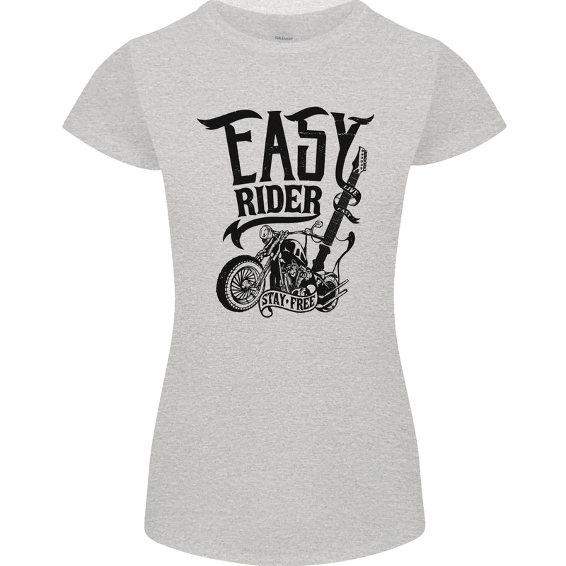 Easy Rider Motorcycle Motorbike Biker Womens Petite Cut T-Shirt Sports Grey