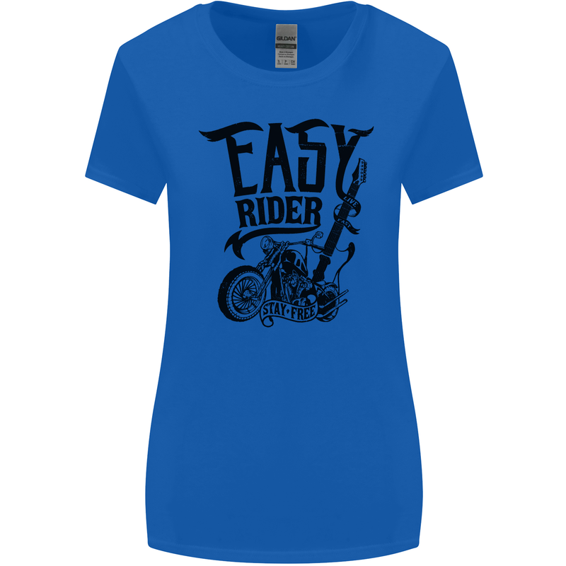 Easy Rider Motorcycle Motorbike Biker Womens Wider Cut T-Shirt Royal Blue